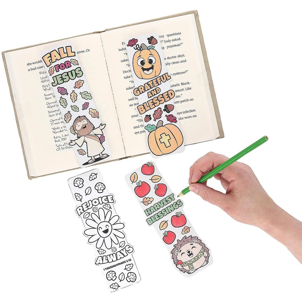 image:image2 x 7 Bulk 48 Pieces Color Your Own Religious Grateful Bookmarks