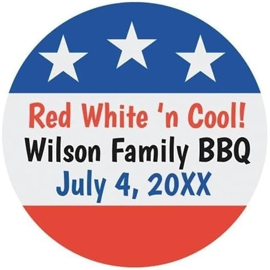 image:imageBulk 80 Pc Personalized 4th of July Favor Stickers Red White Blue Vinyl Material 1 12 Diameter