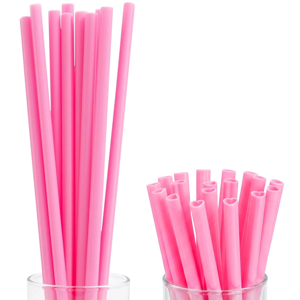 image:imageFun Expess 9 HeartShaped Pink Plastic Novelty Straws 12 Pieces