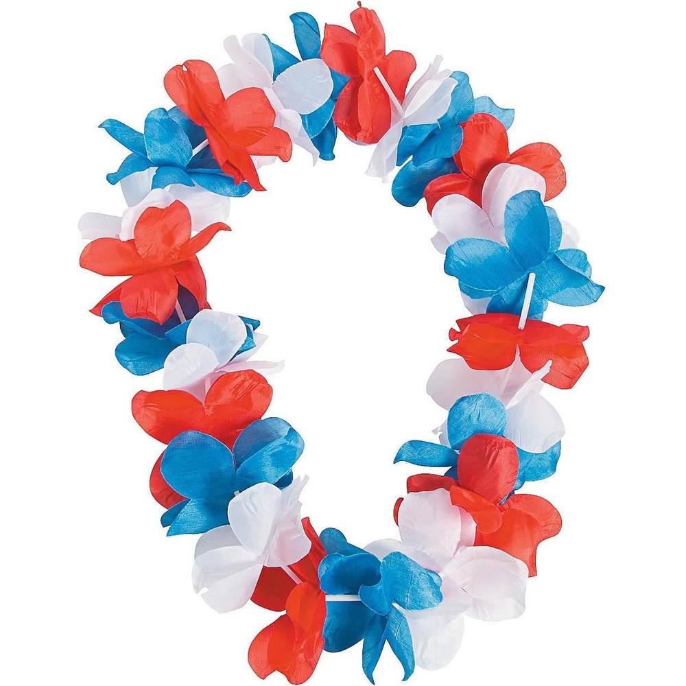 image:imageFun Express  Mahalo Patriotic Leis for Fourth of July  Apparel Accessories  Luauwear  Leis  Fourth of July  12 Pieces