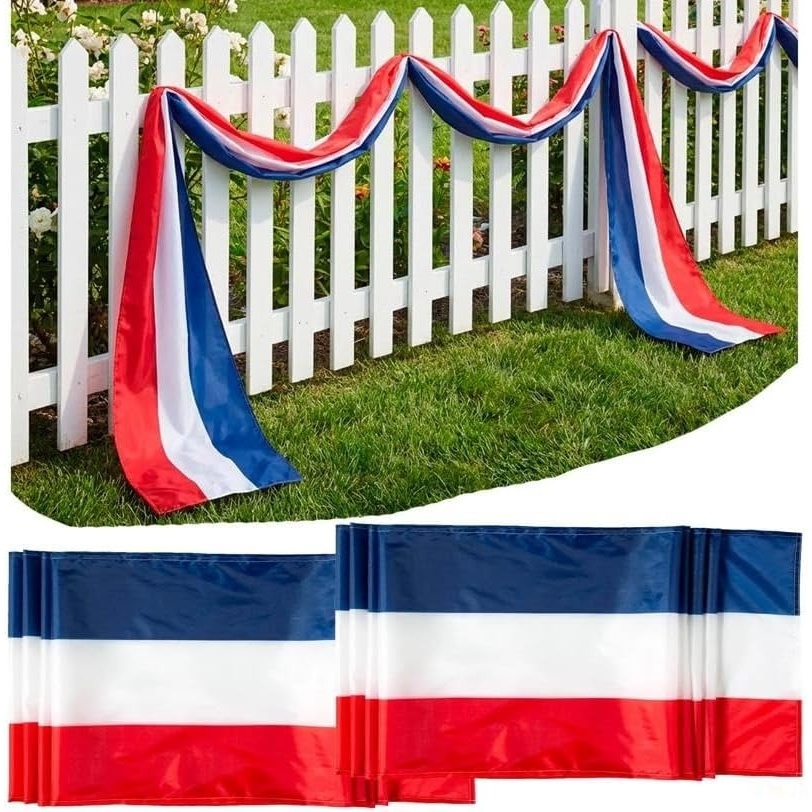 image:imageFun Express 4th of July Decorations Outdoor  20 ft Patriotic Bunting 2 Pack  Memorial Day Decorations red White and Blue  American Flag Bunting for Outside Porch Yard  Fourth of July Decor