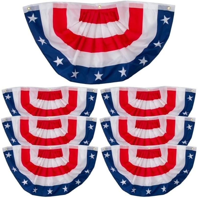 image:imageFun Express 4th of July decorations outdoor 6 Pack patriotic bunting red white and blue decorations for memorial day decorations American flag bunting for fence decor porch banners americana decor