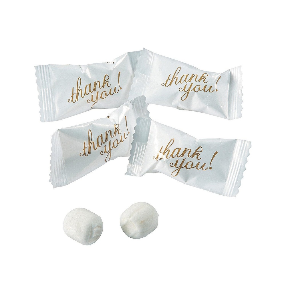 image:imageFun Express Thank You Mints Individually Wrapped Bulk 108 Count  Premium Butter Mints for Wedding Favors Bridal Shower Gifts amp Party Favors  Gold Script Design for Guests Pack of 2Mint