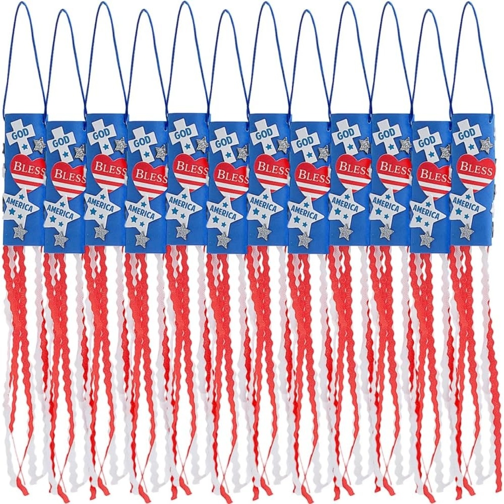 image:imageGod Bless America Patriotic Windsock Craft Kit Makes 12