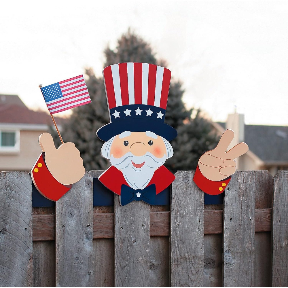 image:imagePatriotic Uncle Sam Fence Peeker Decoration