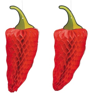 Red Chili Pepper Tissue Decor – Set of 3 – Hangning Cinco de Mayo Party Decor
