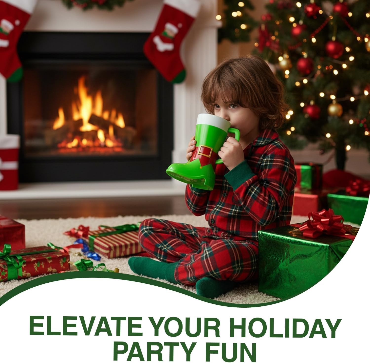 image:image10 oz Elf Boot BPAFree Plastic Mugs 12 Count