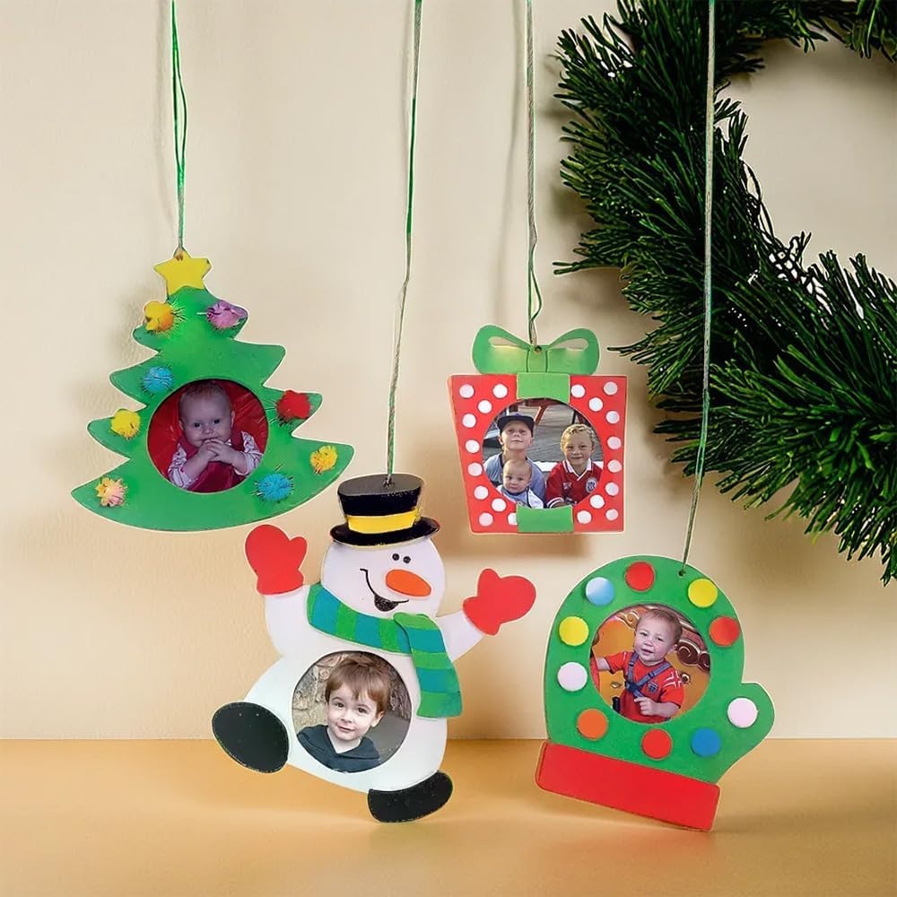 image:imageChristmas Holiday Picture Frame Christmas Ornament Craft Kit Makes 12 Foam Ornaments Holiday Crafts for Kids