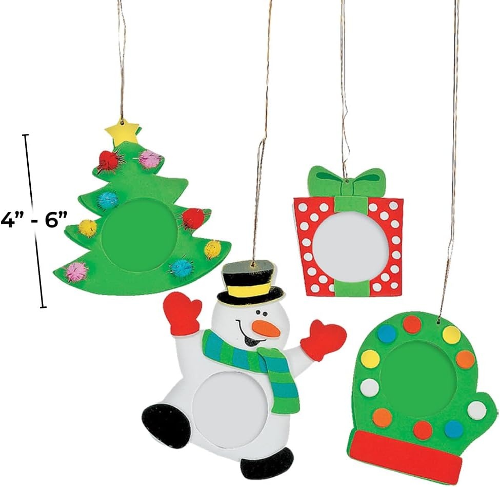image:imageChristmas Holiday Picture Frame Christmas Ornament Craft Kit Makes 12 Foam Ornaments Holiday Crafts for Kids