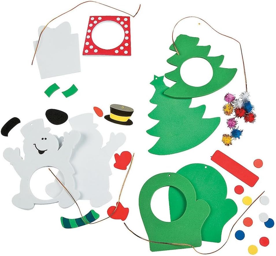 image:imageChristmas Holiday Picture Frame Christmas Ornament Craft Kit Makes 12 Foam Ornaments Holiday Crafts for Kids
