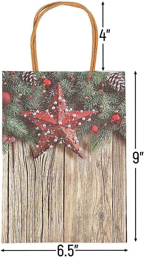 image:imageFun Express Christmas Barnwood Craft Bag for Christmas Party Supplies Bags Paper Gift W amp Handles 12 Pieces