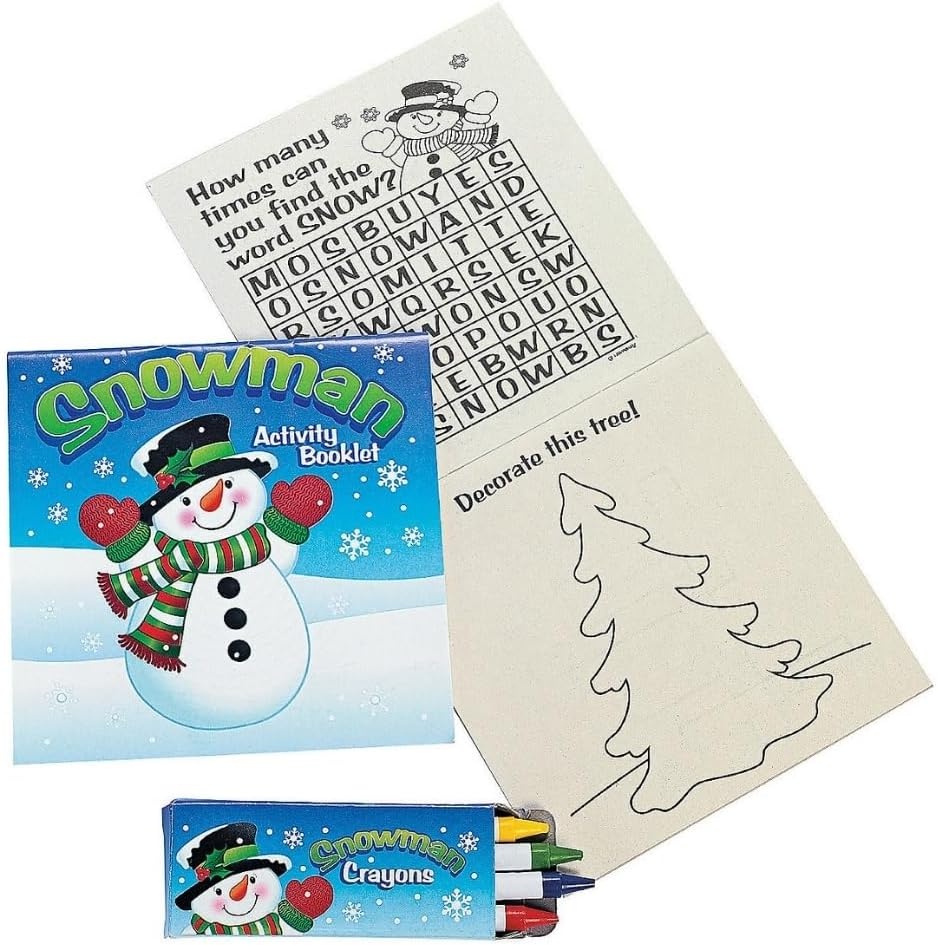 image:imageFun Express Snowman Activity Booklet With Crayons 5 x 5 for Christmas Stationery Coloring Books 12 Pieces