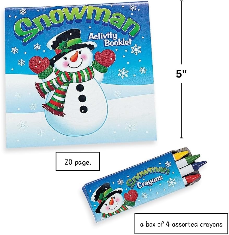 image:imageFun Express Snowman Activity Booklet With Crayons 5 x 5 for Christmas Stationery Coloring Books 12 Pieces