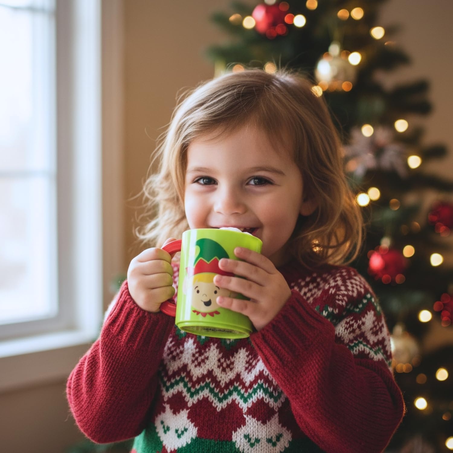 image:imageFun Express 12 Pieces Plastic Elf Mugs With Handles 8 oz BPA Free Plastic Christmas Party Supplies Drinkware MultiColor