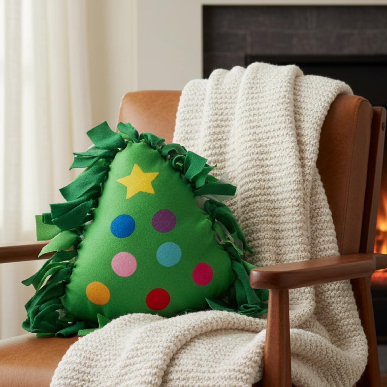 image:imageFun Express 13 34 x 15 Christmas Tree Fleece Tied Pillow Craft Kit Makes 6