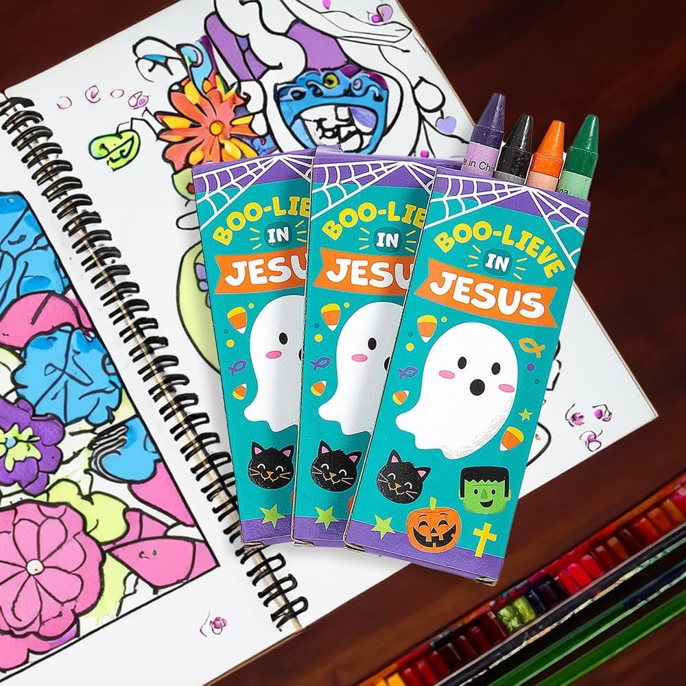 image:imageFun Express 4Color Religious Halloween Crayons 24 Boxes
