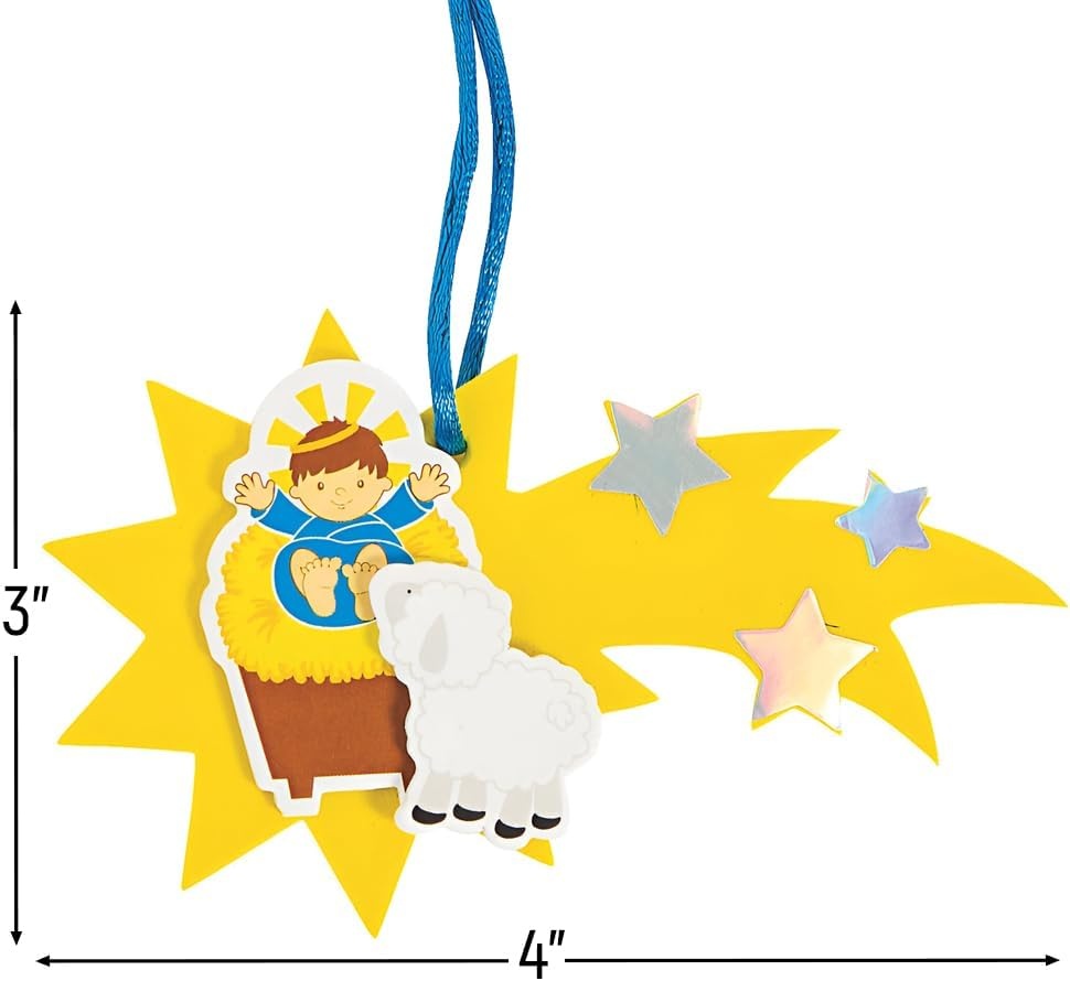 image:imageFun Express Baby Jesus amp Star Ornament Craft Kit 4 x 3 12 Sets Multicolor Foam amp Iridescent Foil Decorations For Christmas