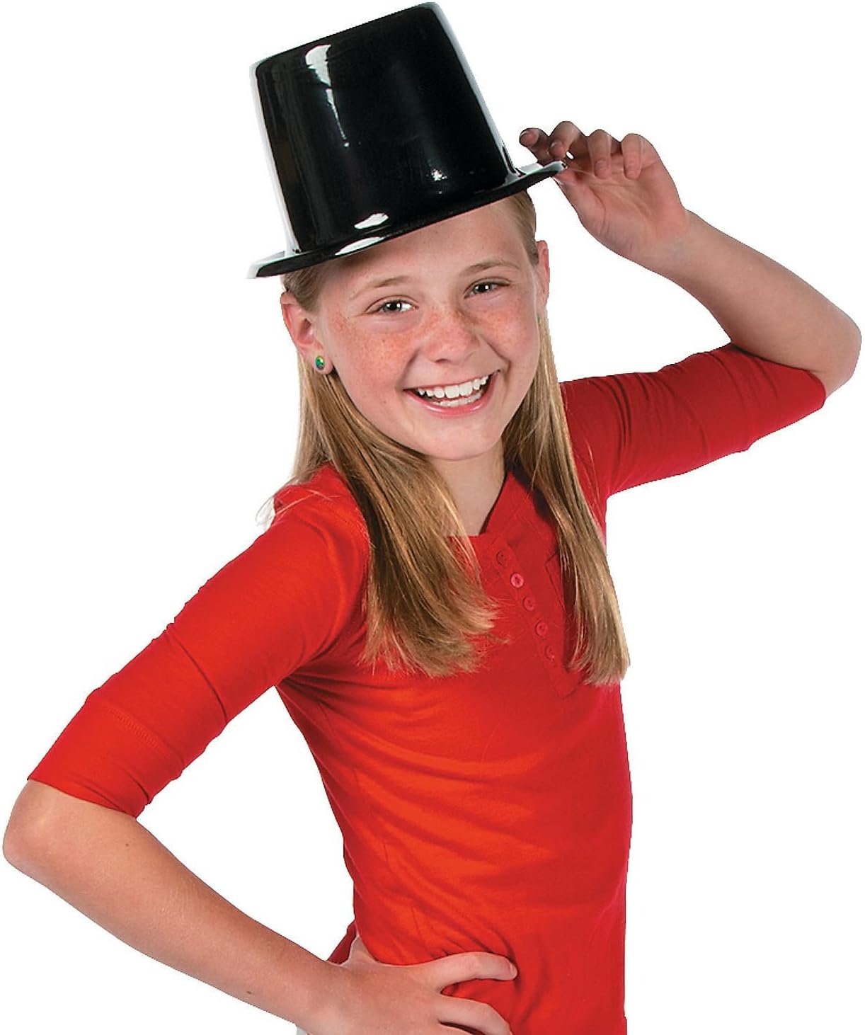 image:imageFun Express Black Top Hat for Kids 12 Pack Funny Party Hats for Birthday Costume Dress Up Mini Plastic Top Hats Bulk for Photo Booth Props Silly Novelty Hats for Children amp Toddlers