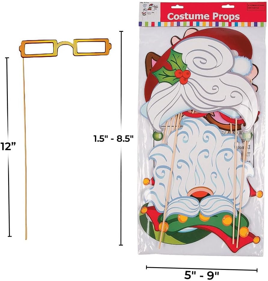 image:imageFun Express Christmas Santa amp Elf Stick Costume Photo Booth Props 12 pcs