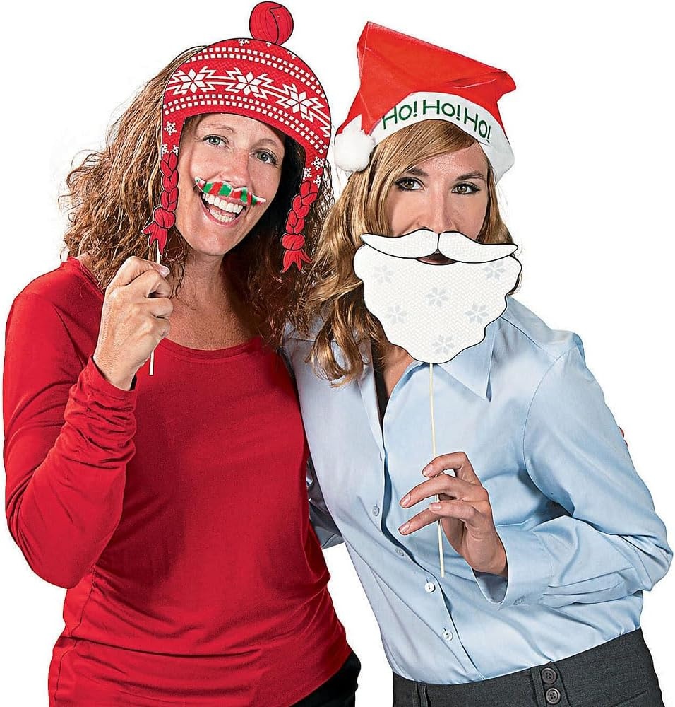 image:imageFun Express Christmas Santa amp Elf Stick Costume Photo Booth Props 12 pcs
