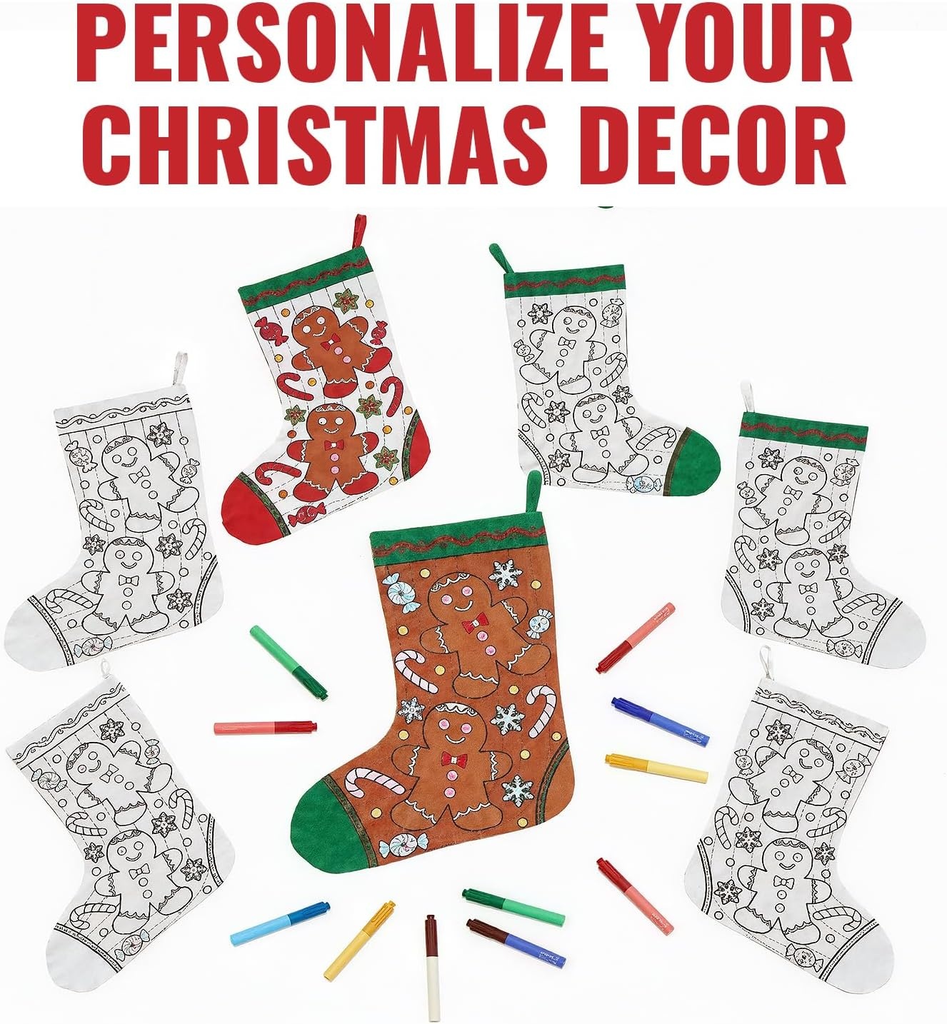 image:imageFun Express Color Your Own Gingerbread Christmas Stockings 12 Pc