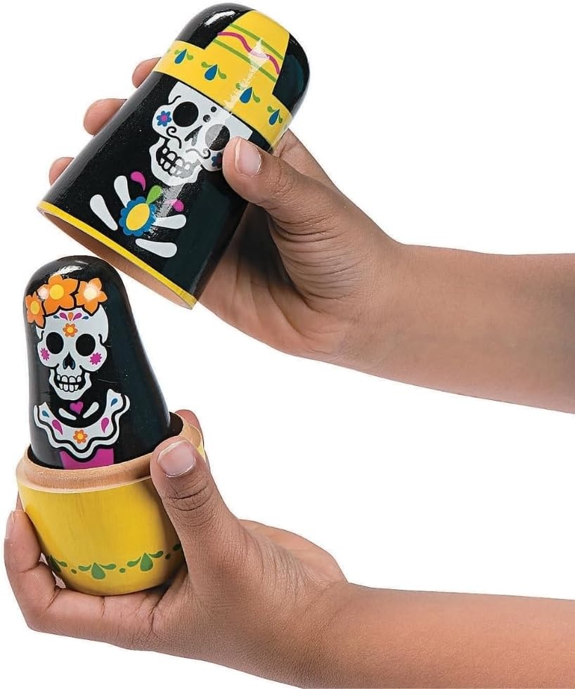 image:imageFun Express Day of the Dead Nesting Dolls 5 Piece Set Great for Novelty Dia de Los Muertos Gifts and Toys