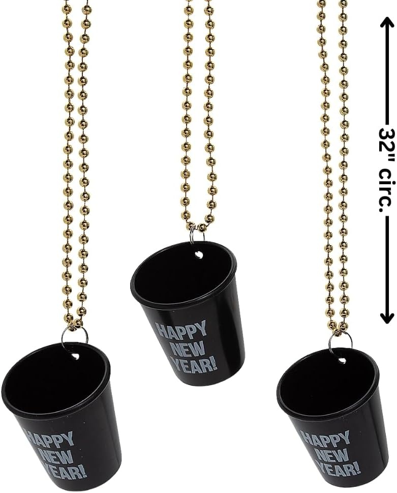 image:imageFun Express Happy New Year Shot Glass Bead Necklaces Jewelry 12 Pieces