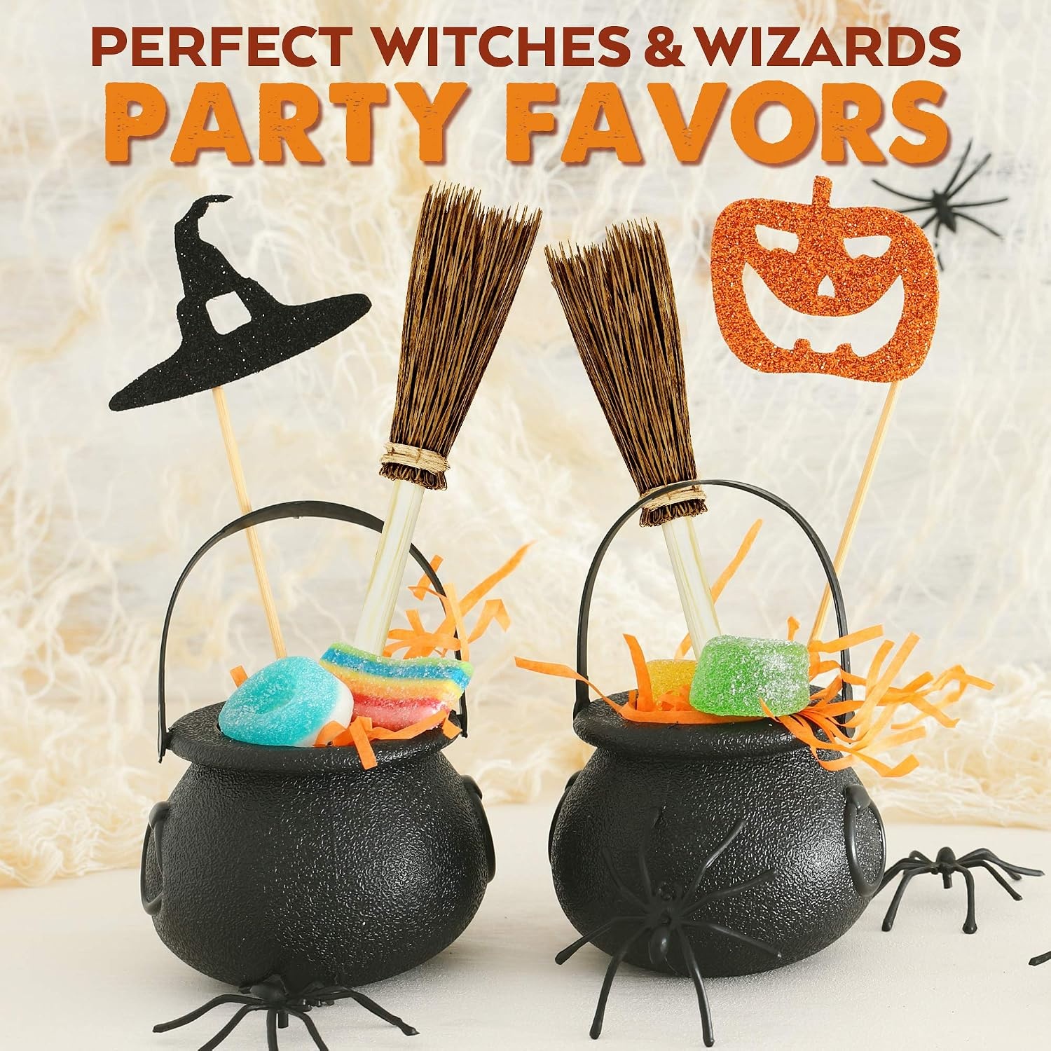 image:imageFun Express Wood Witchs Broom Novelty Pens 2Pack 48 Count Great for HalloweenThemed Costumes Parties and Activities