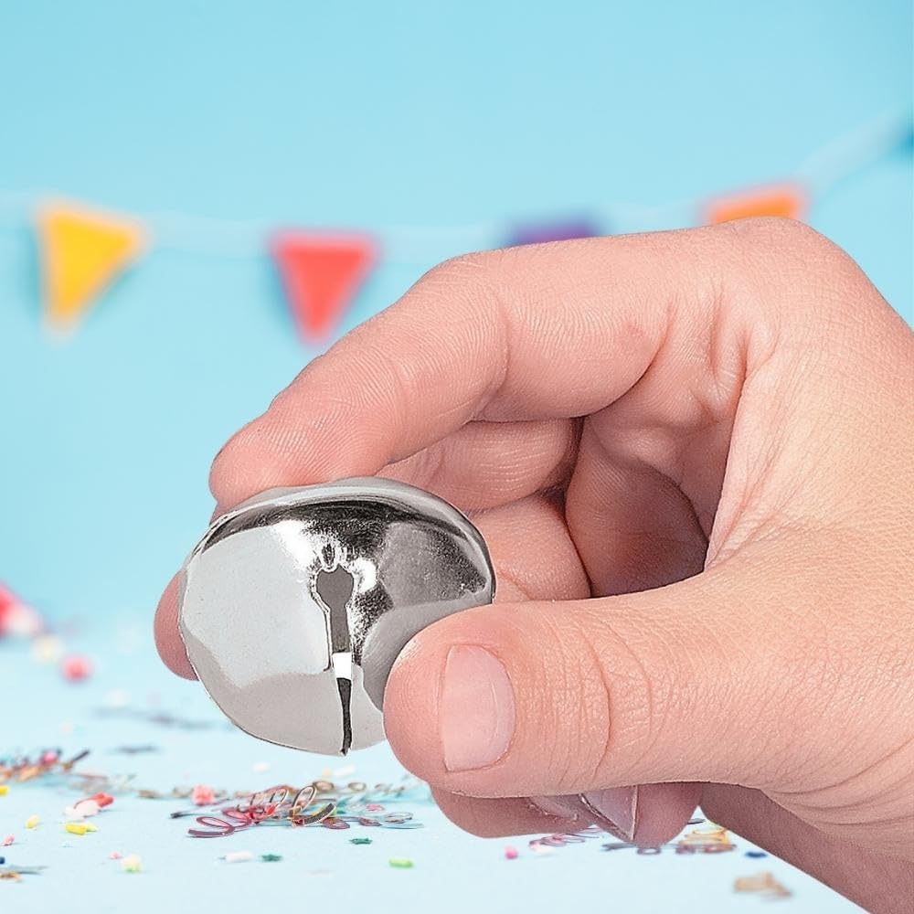 image:imageLarge Silver Jingle Bells 24Pcs DIY Craft Supplies and Christmas Home Decor