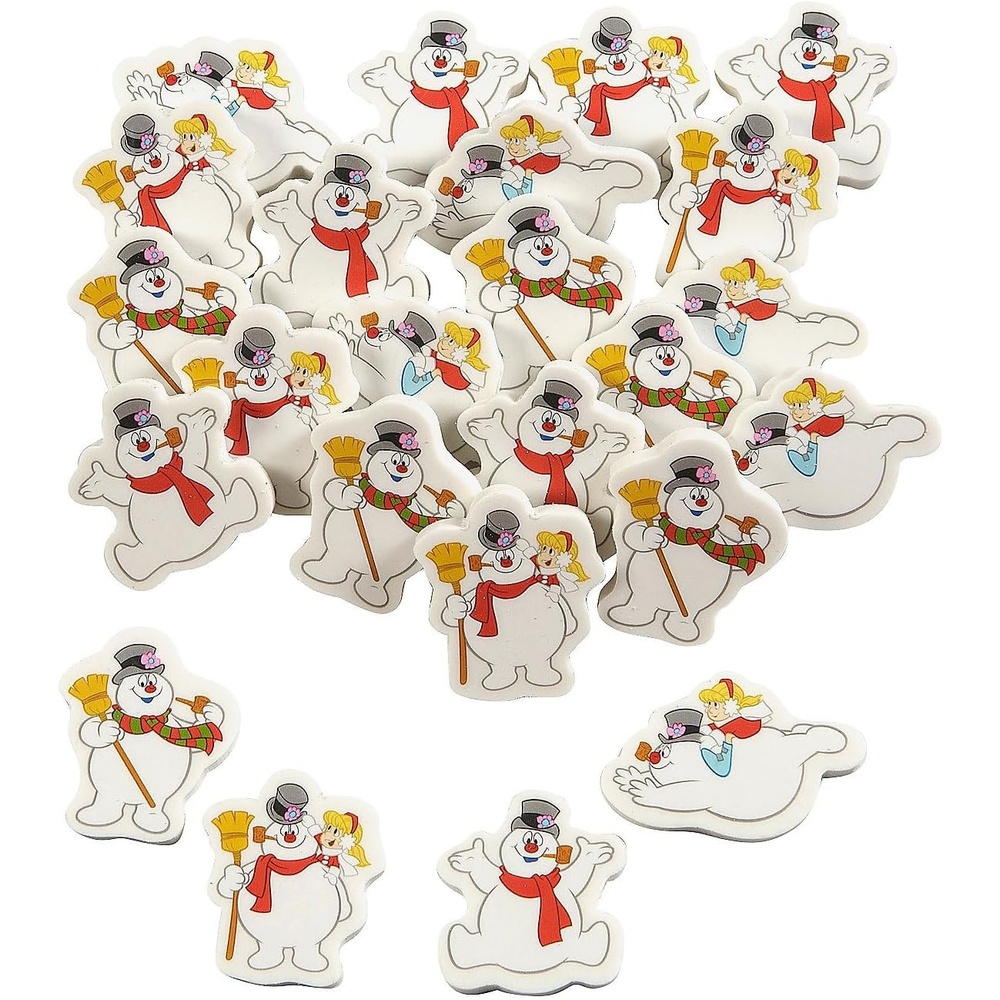 image:image1 14 1 12 Frosty the Snowman Characters Rubber Erasers 24 pieces