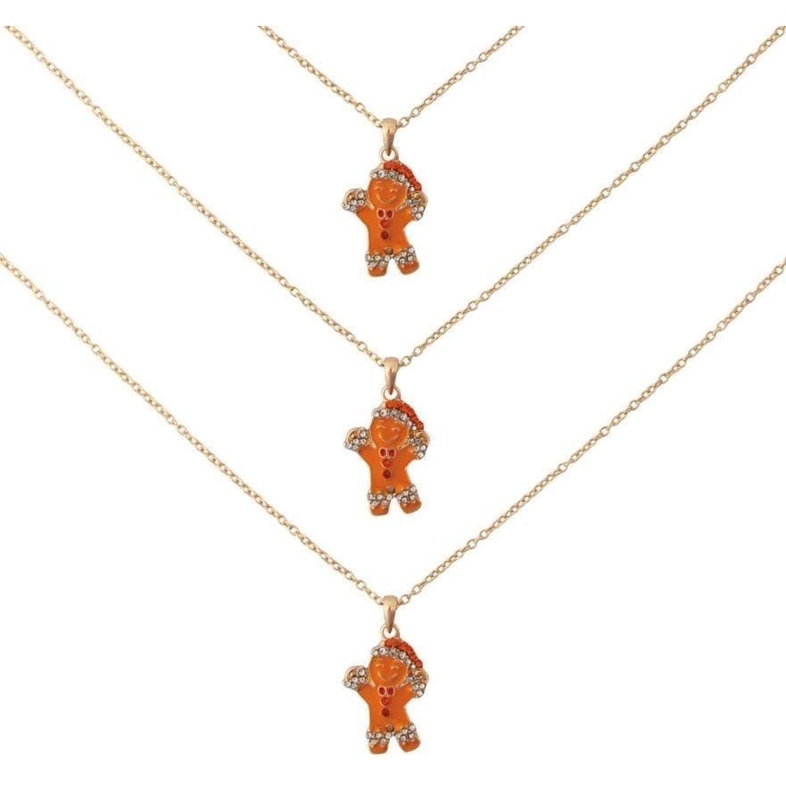 image:image20 circ Gingerbread Man Christmas Metal Necklaces  3 Pc