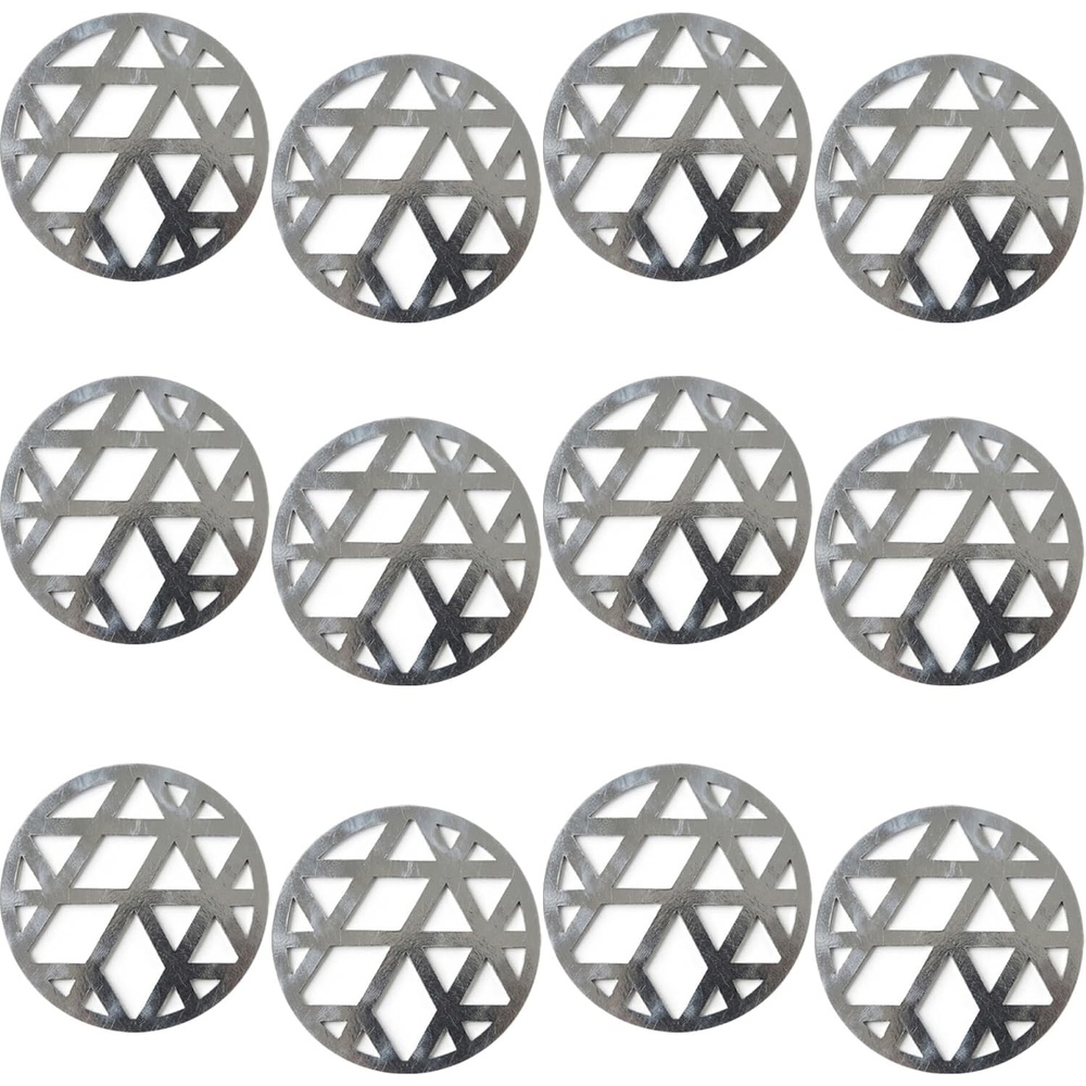 image:image4 Silver Metallic Laser Cut Round Coasters  12 Pieces