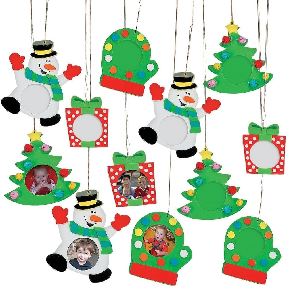 image:imageChristmas Holiday Picture Frame Christmas Ornament Craft Kit  Makes 12 Foam Ornaments  Holiday Crafts for Kids