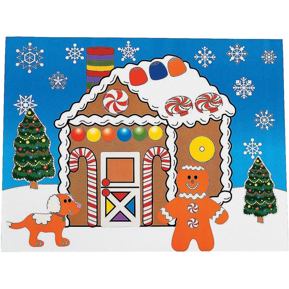 image:imageDIY Gingerbread House Sticker Scenes 12 Paper Backgrounds and 12 Sticker Sheets