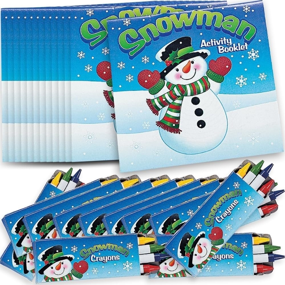 image:imageFun Express Snowman Activity Booklet With Crayons 5 x 5 for Christmas Stationery Coloring Books 12 Pieces