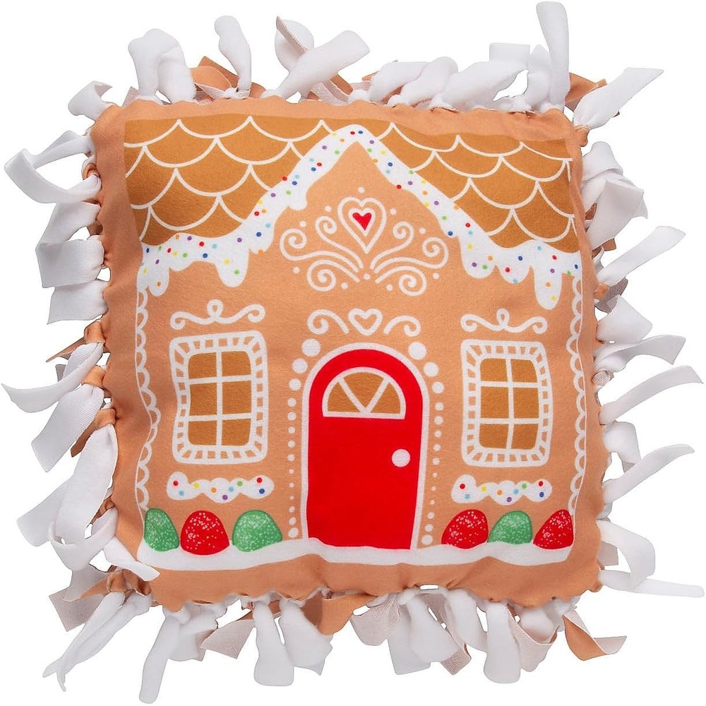 image:imageFun Express 16 12 x 16 12 Gingerbread House Fleece Tied Pillow Craft Kit Makes 6
