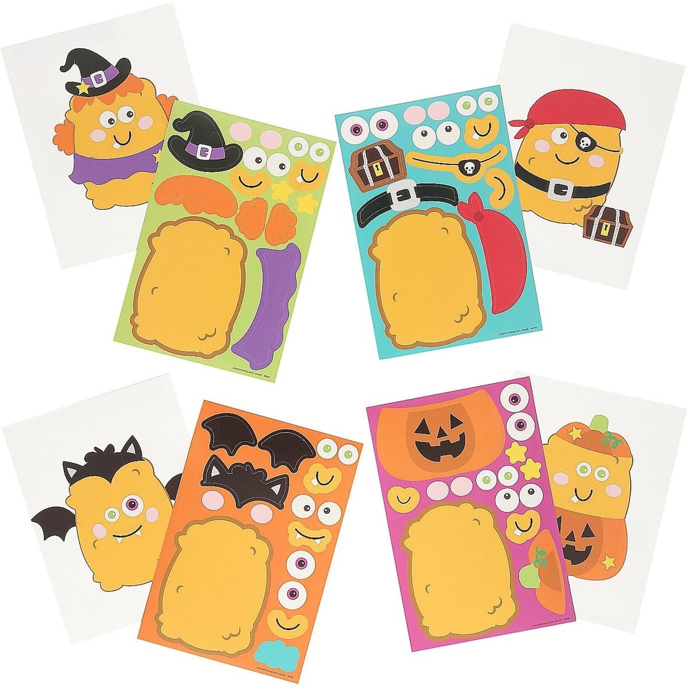 image:imageFun Express 4 x 6 Halloween MakeaCharacter Chicken Nuggets Sticker Sheets 12 Pieces