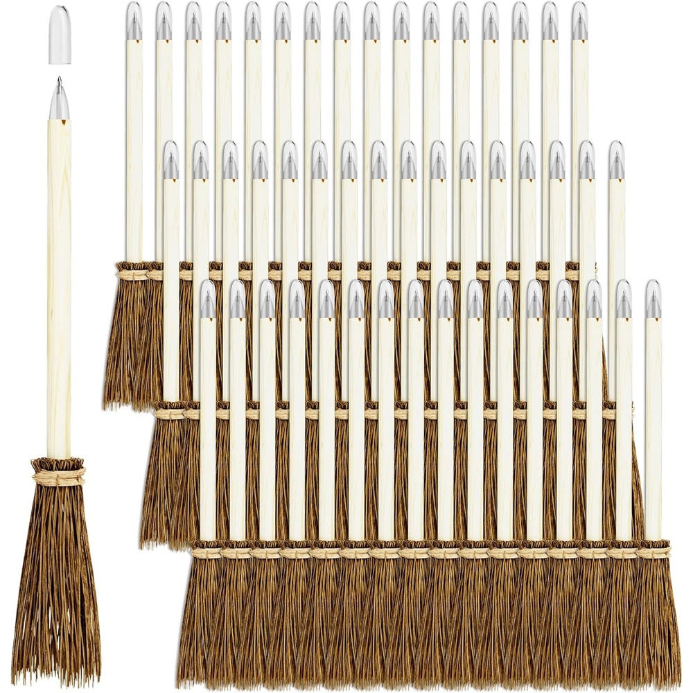 image:imageFun Express Wood Witchs Broom Novelty Pens 2Pack 48 Count Great for HalloweenThemed Costumes Parties and Activities