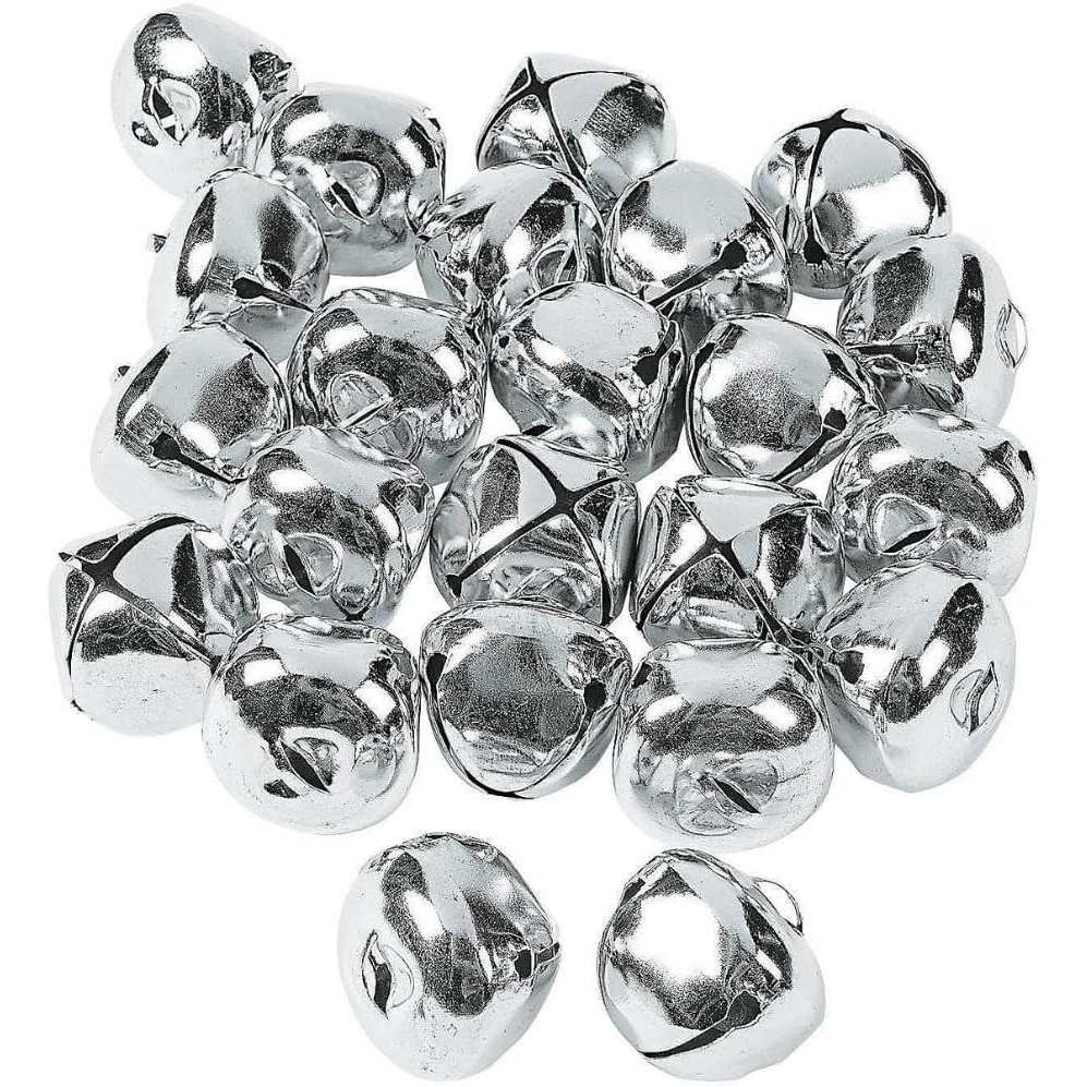 image:imageLarge Silver Jingle Bells 24Pcs DIY Craft Supplies and Christmas Home Decor
