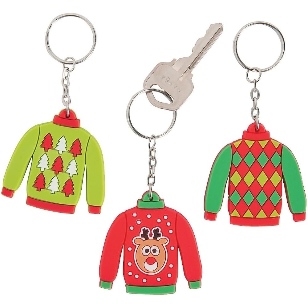 image:imageUGLY SWEATER RUBBER KEY CHAIN Apparel Accessories 12 Pieces