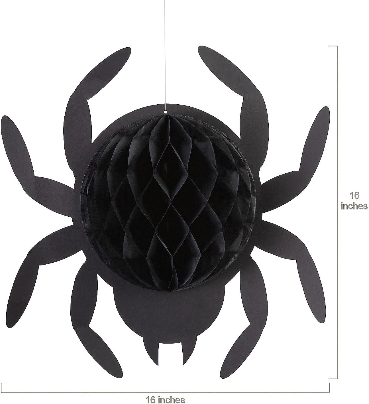 image:imageFun Express 16 Large Black Hanging Honeycomb Tissue Paper Spiders 4 Piece