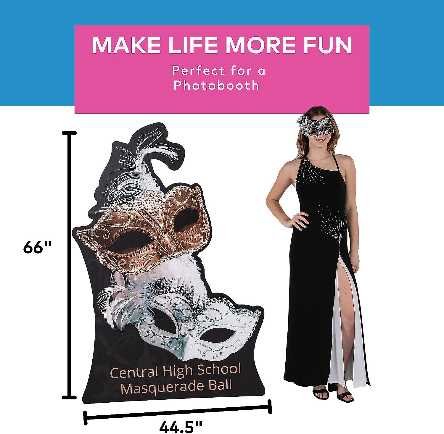 image:imageFun Express Personalized Masquerade Ball Cardboard Cutout StandUp 66