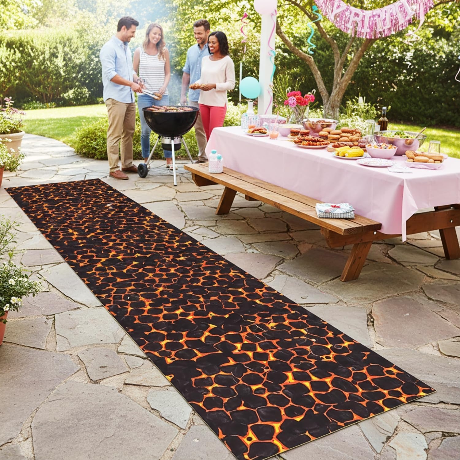 image:imageHot Coals Fire Walk Aisle Runner 10 feet Long Party Decor