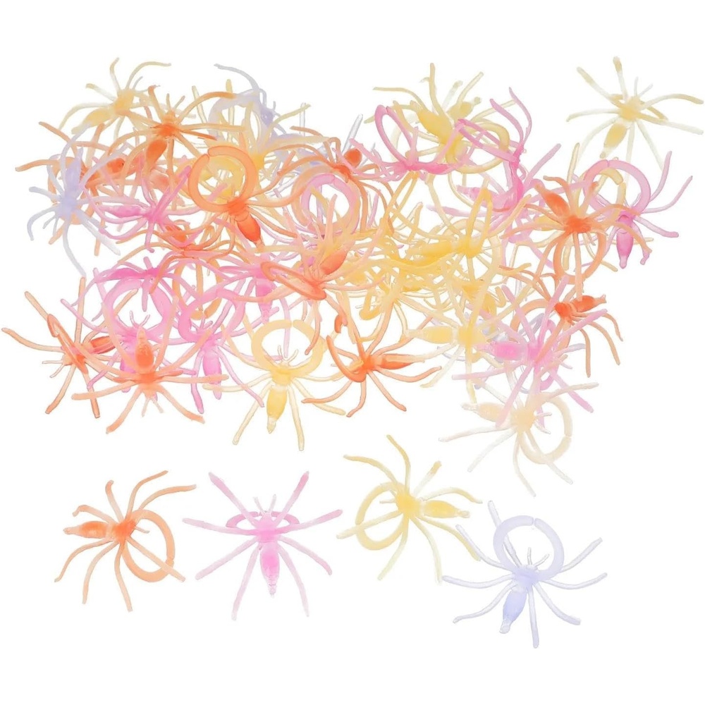 image:imageFun Express 1 12 Bulk 48 Pc Pastel Plastic Spider Ring Novelty Jewelry