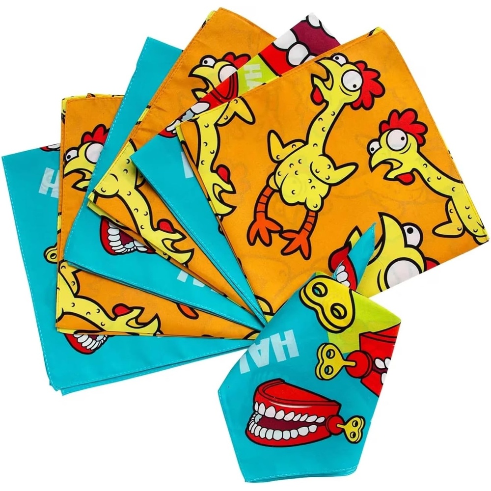 image:imageFun Express 20 x 20 Classic Gags Rubber Chicken amp Chatter Teeth Bandanas 12 Pieces