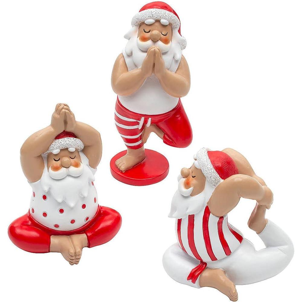 imageFun Express Figurines de Pre Nol de yoga Ensemble de 3 pices chacune dans diffrentes poses Dcoration dintrieur de Nol