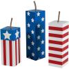 imageFun Express Lot de 3 blocs de bois patriotiques pour dcoration dintrieur 4 juillet
