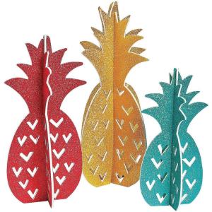 Fun Express – Centre de table ananas pour fête – Décoration de fête – Décoration générale – Centres de table – Fête – 3 pièces