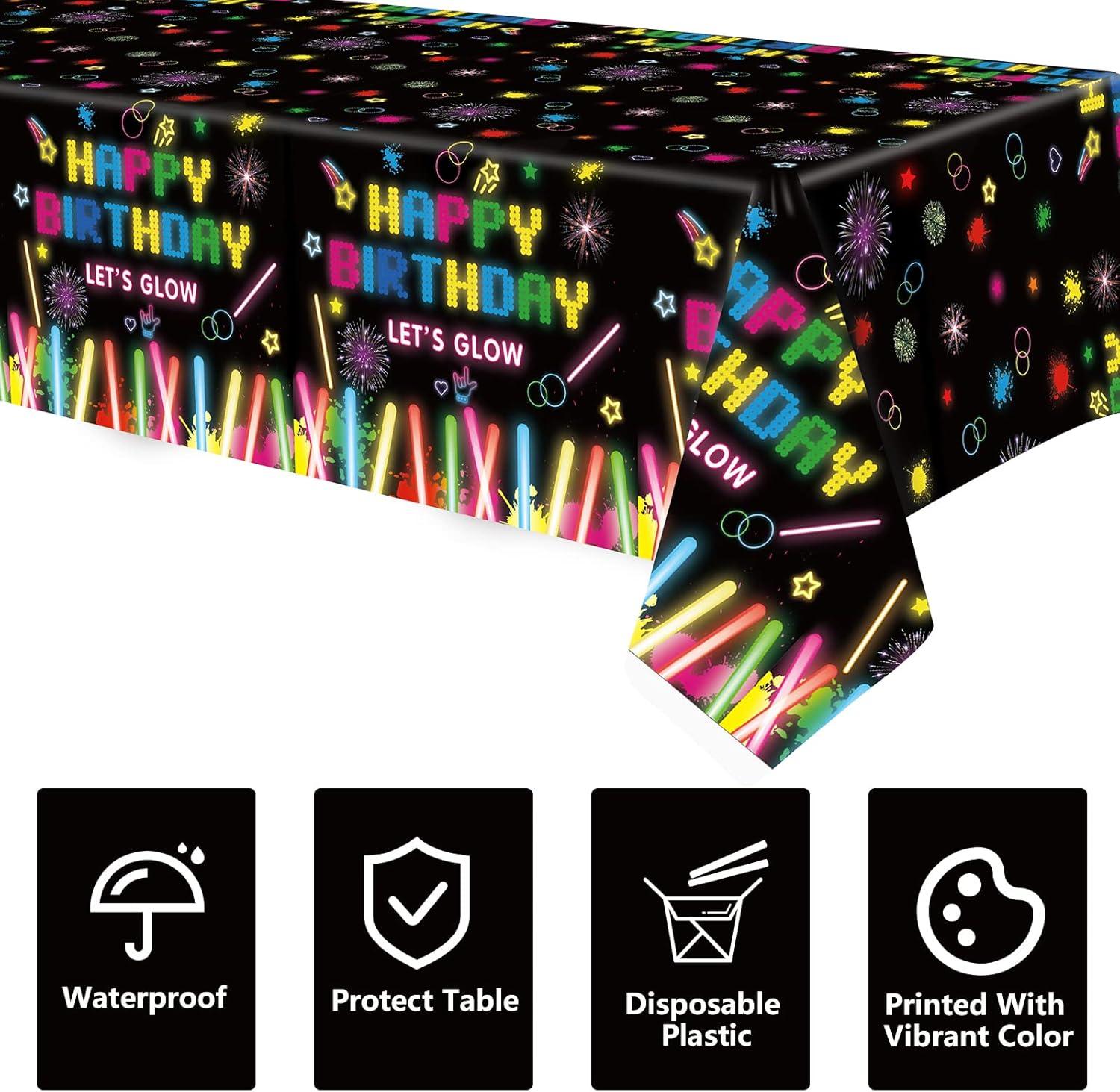 imageLot de 4 Housses de Table pour Plantes Nappes Hawaennes Luau Feuilles de Palmiers 86 x 51 inNeon1