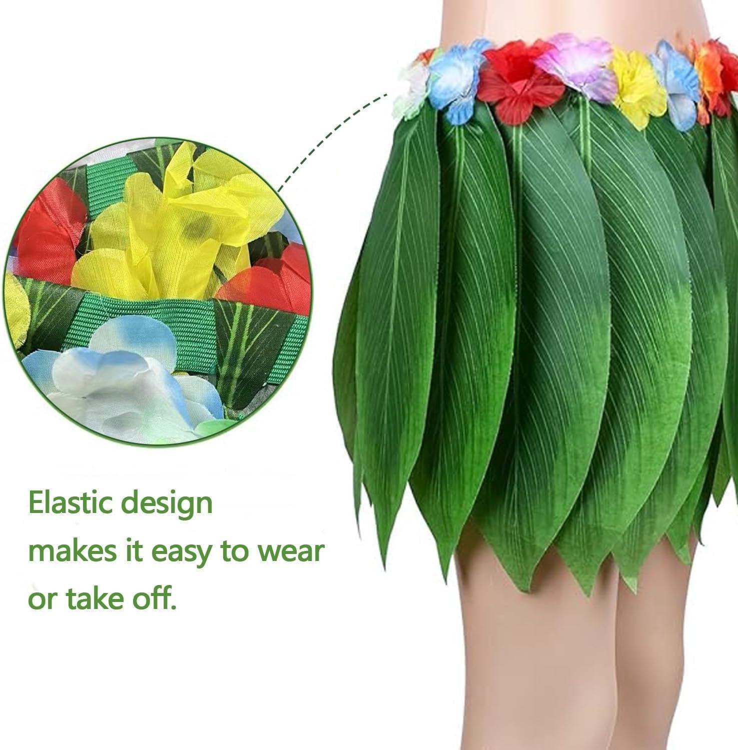 imageLot de 5 Feuille Hula Jupe et Hawaiian Leis Costume Hawaen de Fantaisie pour Plage Luau Party Modle 1Orange et Blanc